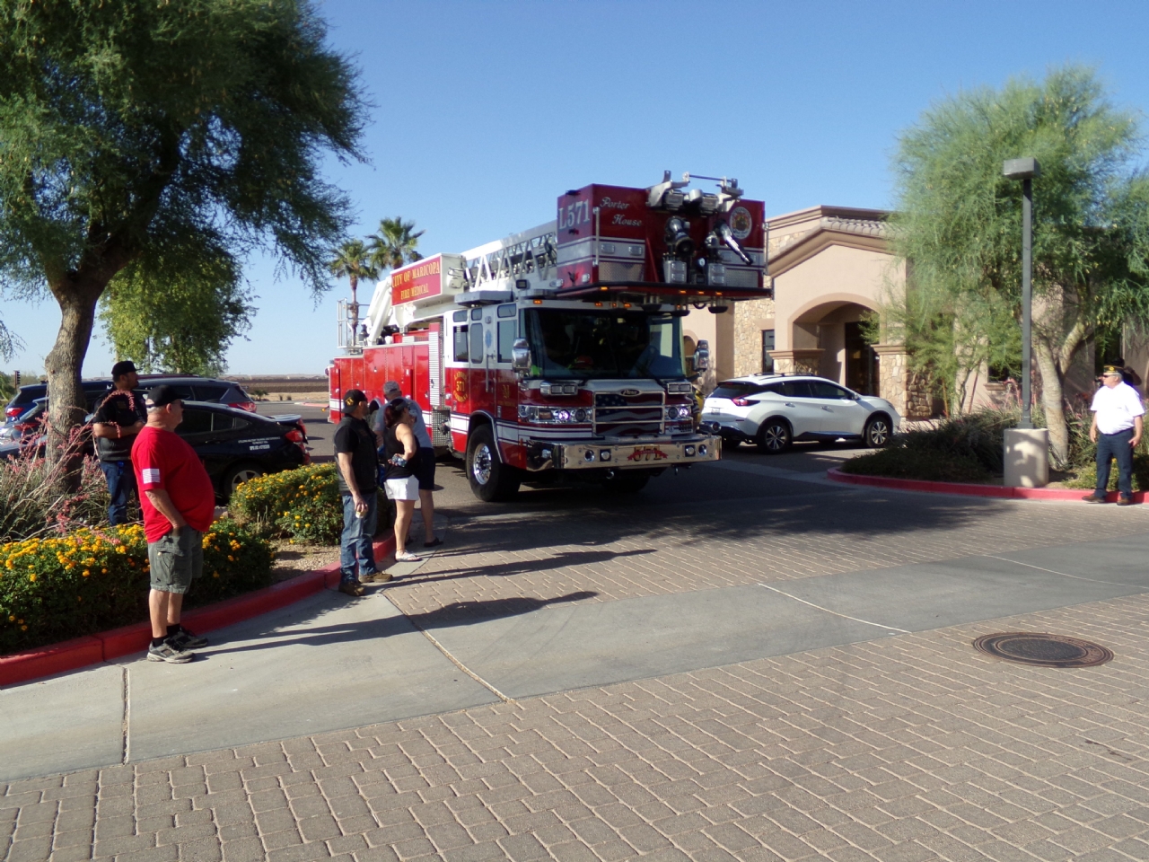 Maricopa Fire Department Ladder Truck arrives